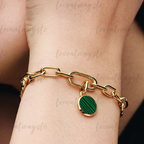 Pandora Green Engravable Mini Medallion Charm - Picture 5 of 7